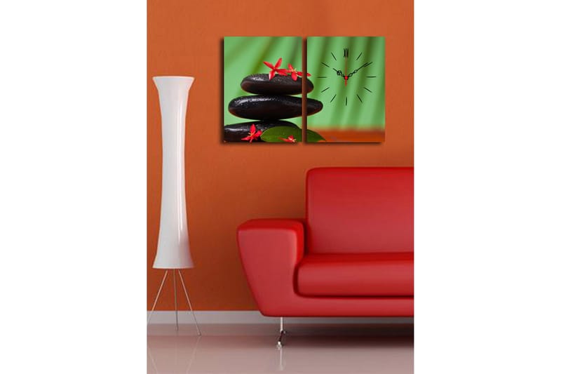 Dekorativ Canvasbilde med Klokke 2 Deler - Flerfarget - Innredning - Veggdekorasjon - Veggklokke