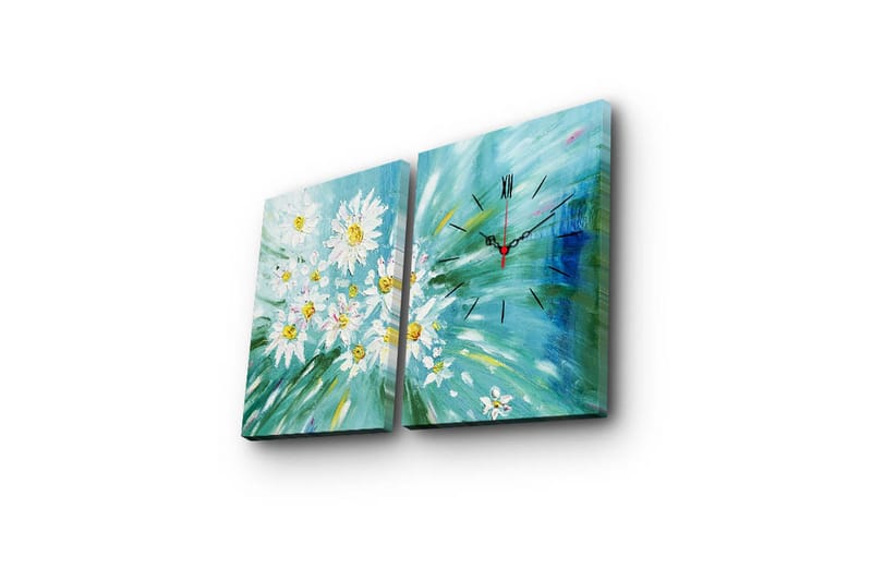 Dekorativ Canvasbilde med Klokke 2 Deler - Flerfarget - Innredning - Veggdekorasjon - Veggklokke