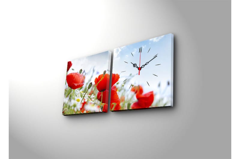 Dekorativ Canvasbilde med Klokke 2 Deler - Flerfarget - Innredning - Veggdekorasjon - Veggklokke