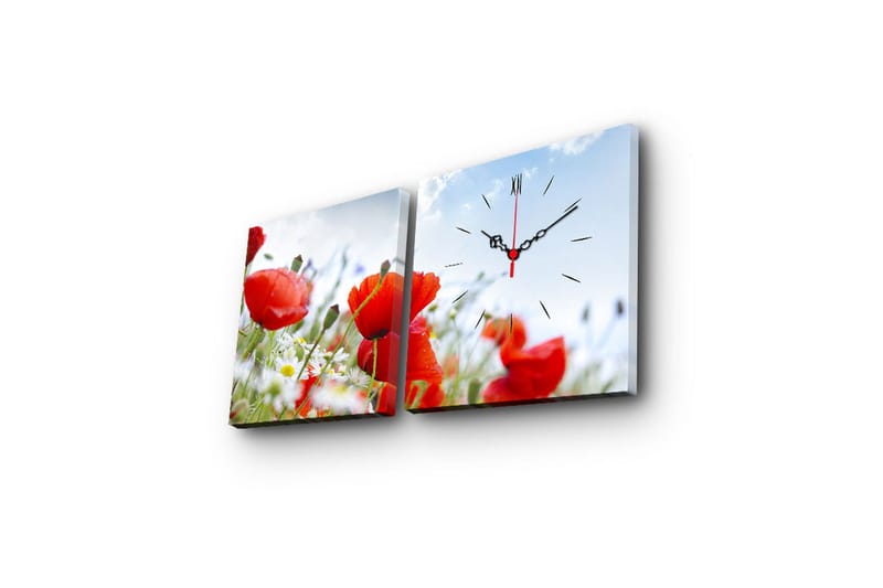 Dekorativ Canvasbilde med Klokke 2 Deler - Flerfarget - Innredning - Veggdekorasjon - Veggklokke