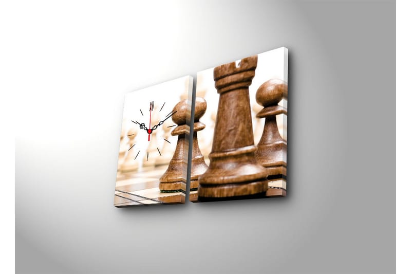 Dekorativ Canvasbilde med Klokke 2 Deler - Flerfarget - Innredning - Veggdekorasjon - Veggklokke