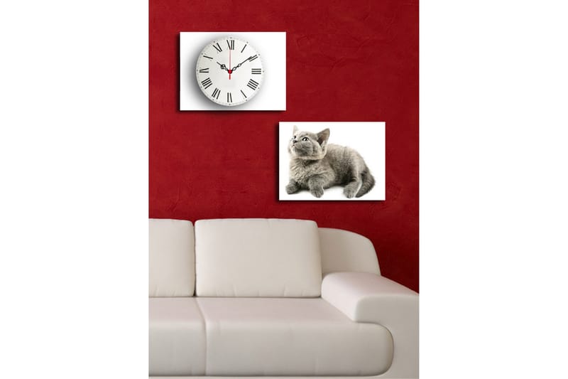 Dekorativ Canvasbilde med Klokke 2 Deler - Flerfarget - Innredning - Veggdekorasjon - Veggklokke