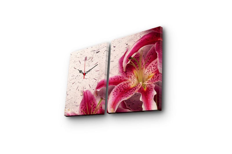 Dekorativ Canvasbilde med Klokke 2 Deler - Flerfarget - Innredning - Veggdekorasjon - Veggklokke