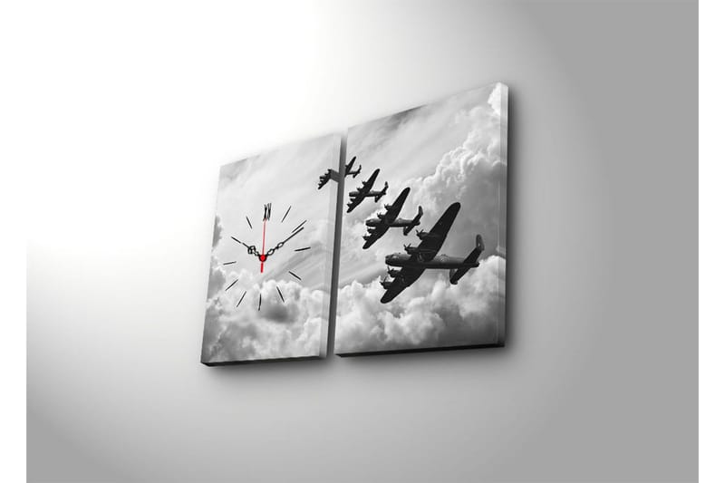 Dekorativ Canvasbilde med Klokke 2 Deler - Flerfarget - Innredning - Veggdekorasjon - Veggklokke