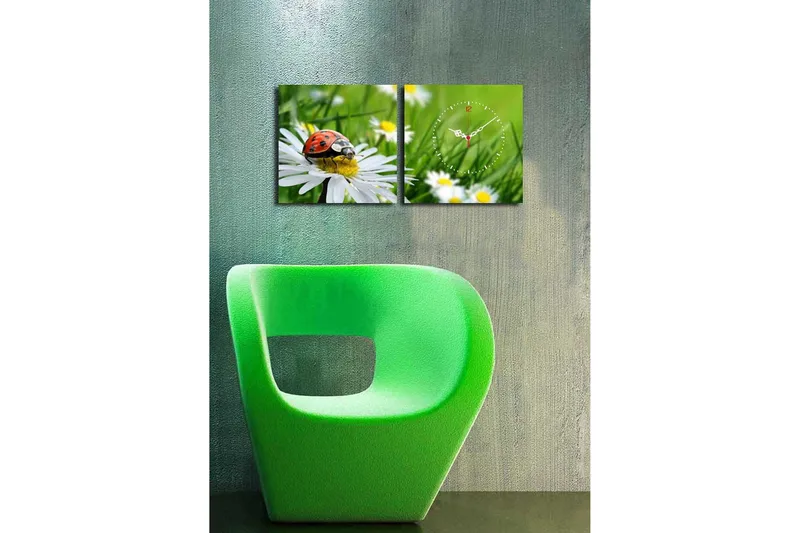 Dekorativ Canvasbilde med Klokke 2 Deler - Flerfarget - Innredning - Veggdekorasjon - Veggklokke