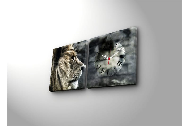 Dekorativ Canvasbilde med Klokke 2 Deler - Flerfarget - Innredning - Veggdekorasjon - Veggklokke