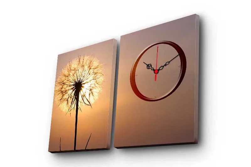 Dekorativ Canvasbilde med Klokke 2 Deler, Flerfarget