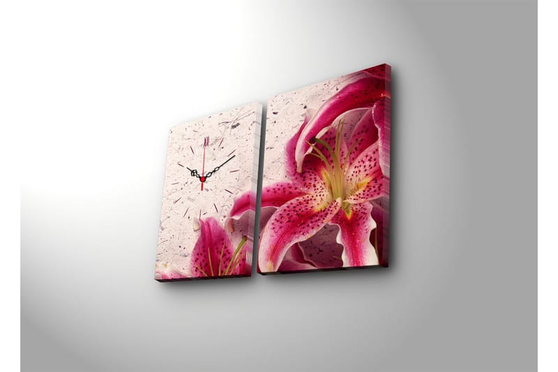 Dekorativ Canvasbilde med Klokke 2 Deler - Flerfarget - Innredning - Veggdekorasjon - Veggklokke