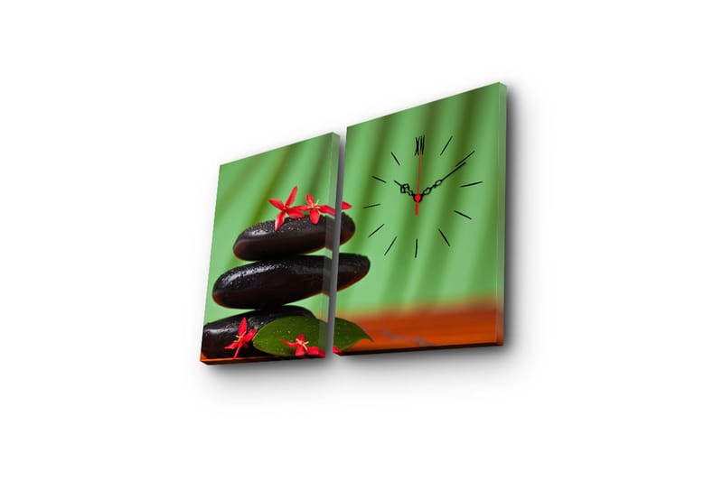 Dekorativ Canvasbilde med Klokke 2 Deler - Flerfarget - Veggklokke