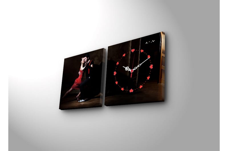 Dekorativ Canvasbilde med Klokke 2 Deler - Flerfarget - Innredning - Veggdekorasjon - Veggklokke