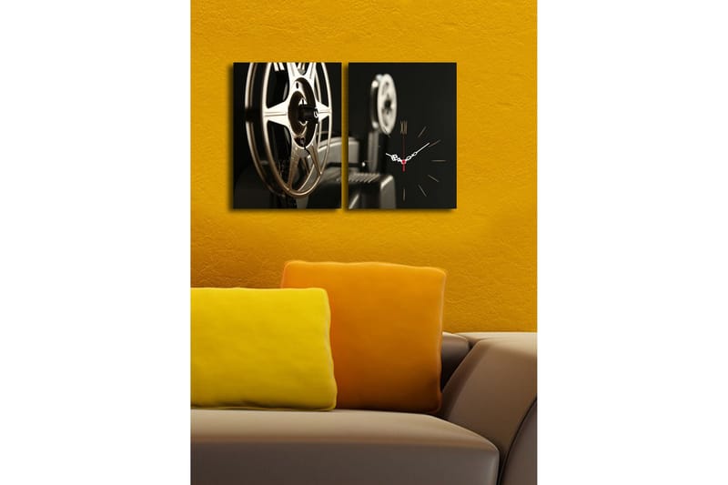 Dekorativ Canvasbilde med Klokke 2 Deler - Flerfarget - Innredning - Veggdekorasjon - Veggklokke