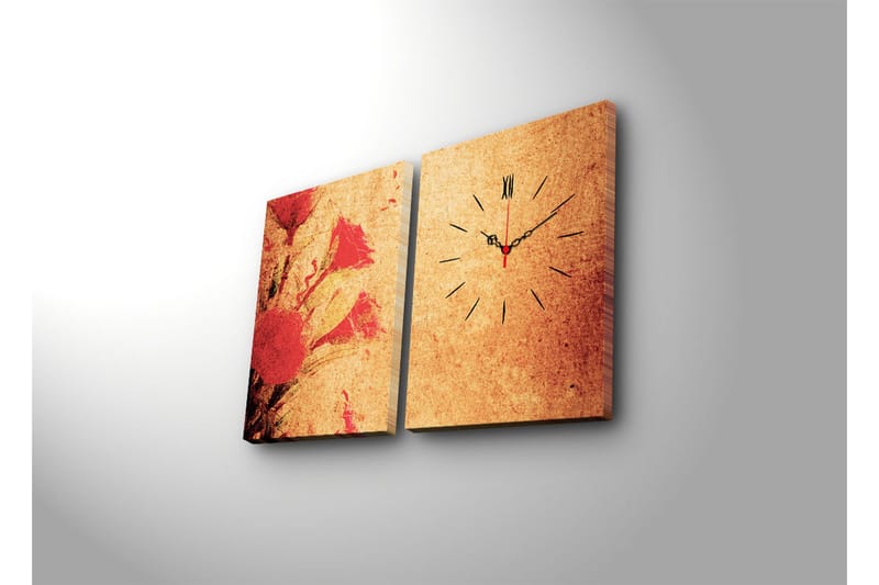 Dekorativ Canvasbilde med Klokke 2 Deler - Flerfarget - Innredning - Veggdekorasjon - Veggklokke