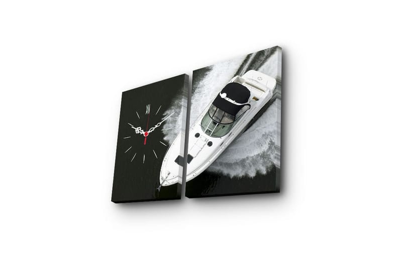 Dekorativ Canvasbilde med Klokke 2 Deler - Flerfarget - Innredning - Veggdekorasjon - Veggklokke