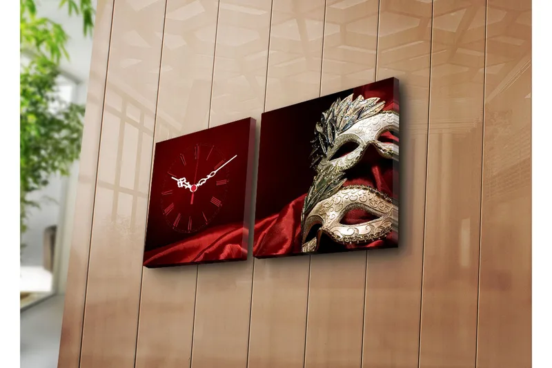 Dekorativ Canvasbilde med Klokke 2 Deler, Flerfarget