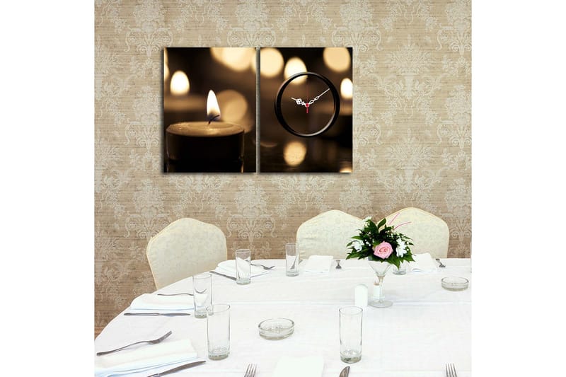 Dekorativ Canvasbilde med Klokke 2 Deler - Flerfarget - Innredning - Veggdekorasjon - Veggklokke