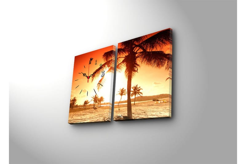 Dekorativ Canvasbilde med Klokke 2 Deler - Flerfarget - Innredning - Veggdekorasjon - Veggklokke