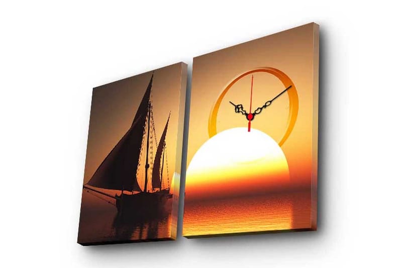 Dekorativ Canvasbilde med Klokke 2 Deler, Flerfarget