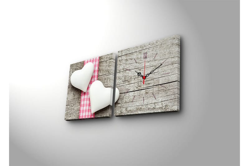 Dekorativ Canvasbilde med Klokke 2 Deler - Flerfarget - Innredning - Veggdekorasjon - Veggklokke