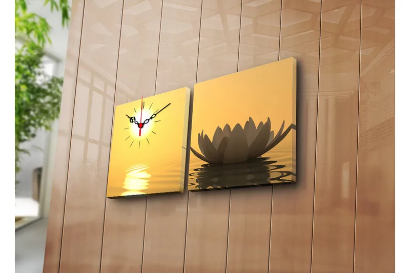 Dekorativ Canvasbilde med Klokke 2 Deler, Flerfarget