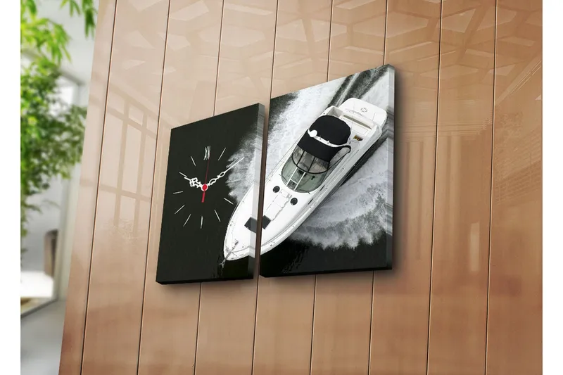 Dekorativ Canvasbilde med Klokke 2 Deler, Flerfarget