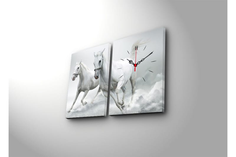 Dekorativ Canvasbilde med Klokke 2 Deler - Flerfarget - Innredning - Veggdekorasjon - Veggklokke