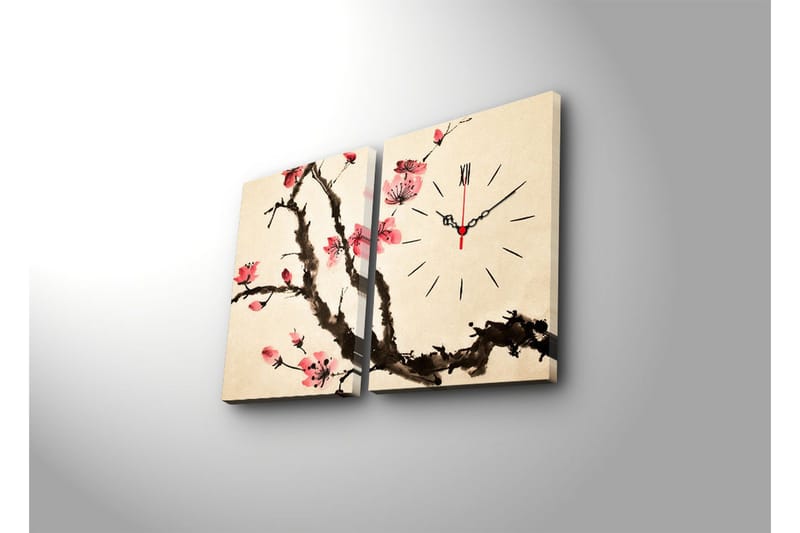 Dekorativ Canvasbilde med Klokke 2 Deler - Flerfarget - Innredning - Veggdekorasjon - Veggklokke