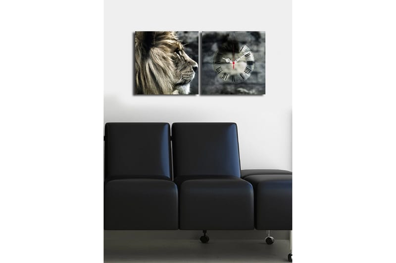 Dekorativ Canvasbilde med Klokke 2 Deler - Flerfarget - Innredning - Veggdekorasjon - Veggklokke