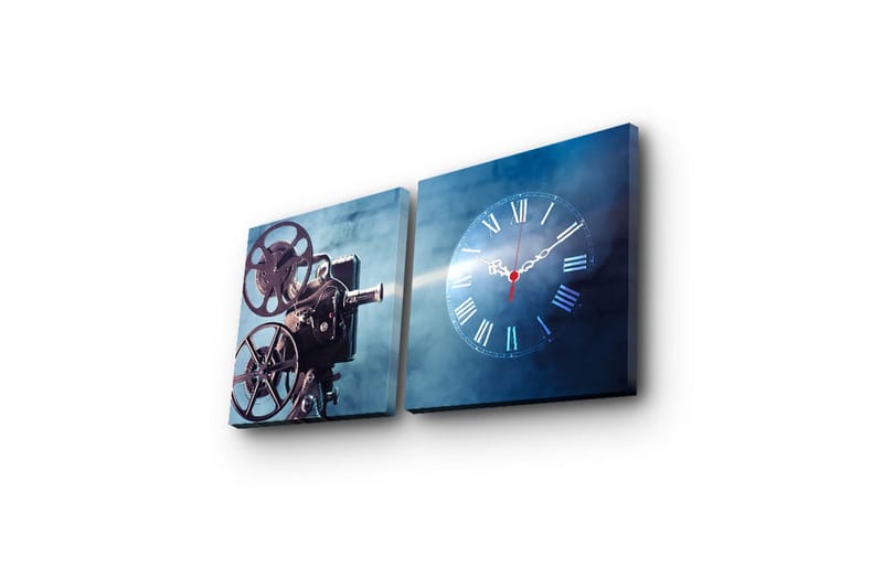 Dekorativ Canvasbilde med Klokke 2 Deler - Flerfarget - Innredning - Veggdekorasjon - Veggklokke