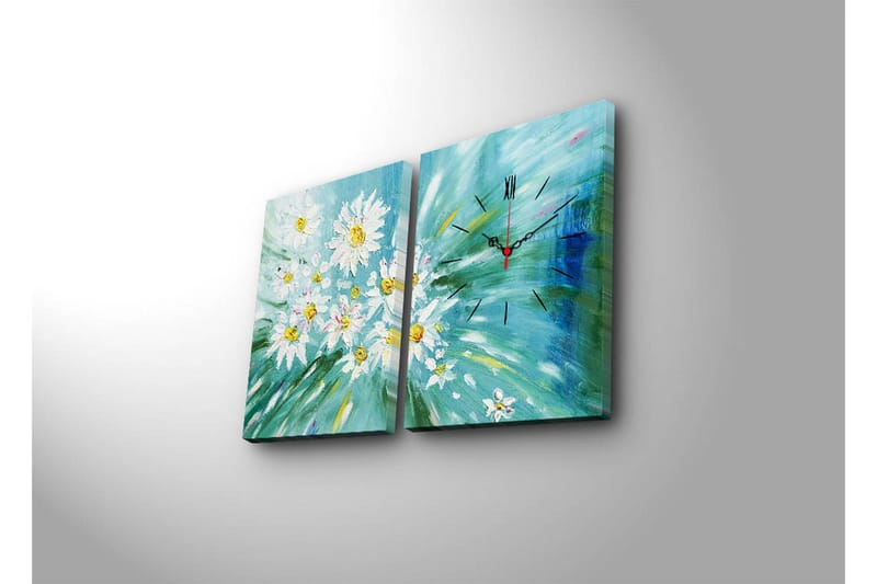 Dekorativ Canvasbilde med Klokke 2 Deler - Flerfarget - Innredning - Veggdekorasjon - Veggklokke