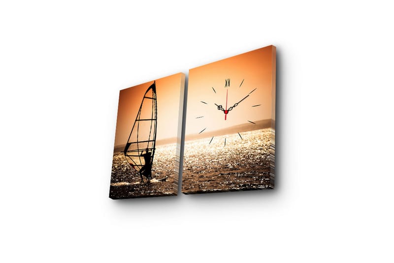 Dekorativ Canvasbilde med Klokke 2 Deler - Flerfarget - Innredning - Veggdekorasjon - Veggklokke