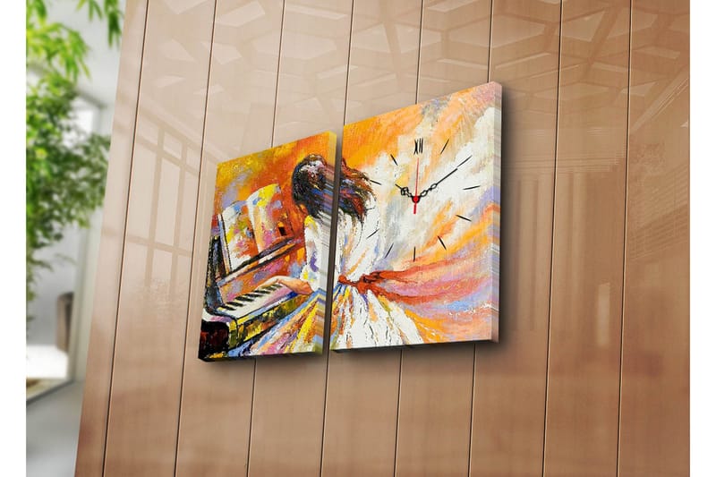 Dekorativ Canvasbilde med Klokke 2 Deler, Flerfarget