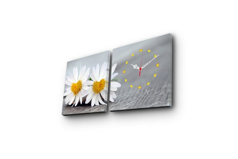 Dekorativ Canvasbilde med Klokke 2 Deler - Flerfarget - Innredning - Veggdekorasjon - Veggklokke