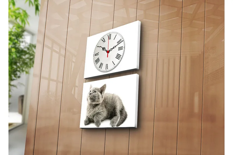 Dekorativ Canvasbilde med Klokke 2 Deler, Flerfarget