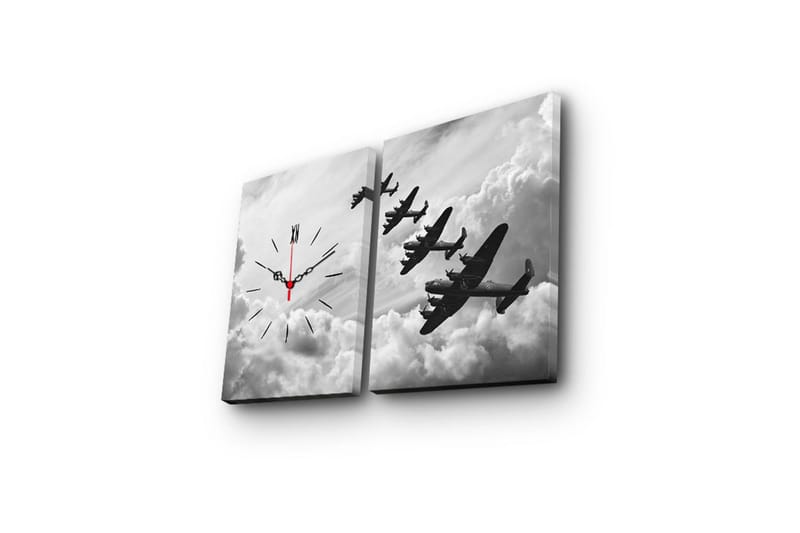 Dekorativ Canvasbilde med Klokke 2 Deler - Flerfarget - Innredning - Veggdekorasjon - Veggklokke