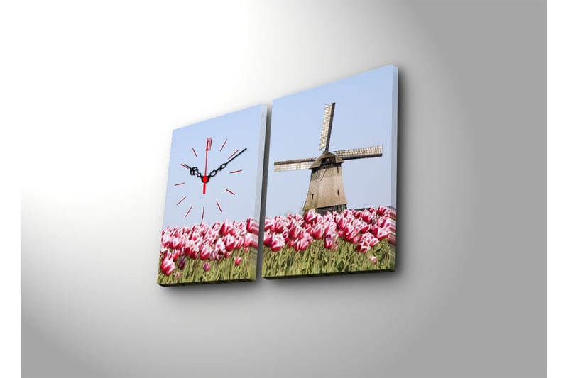 Dekorativ Canvasbilde med Klokke 2 Deler - Flerfarget - Innredning - Veggdekorasjon - Veggklokke