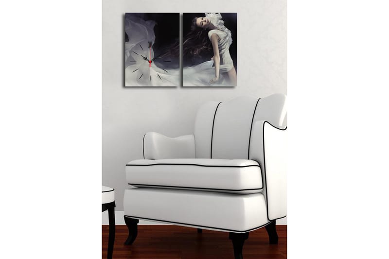 Dekorativ Canvasbilde med Klokke 2 Deler - Flerfarget - Innredning - Veggdekorasjon - Veggklokke