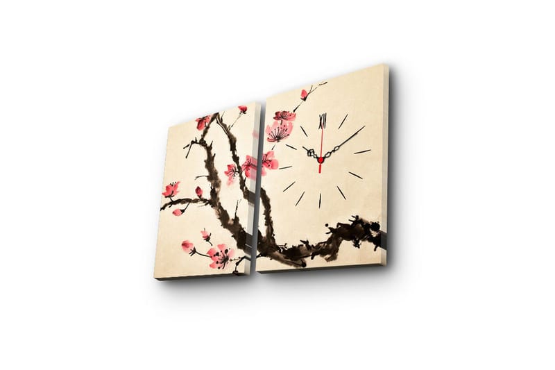 Dekorativ Canvasbilde med Klokke 2 Deler - Flerfarget - Innredning - Veggdekorasjon - Veggklokke