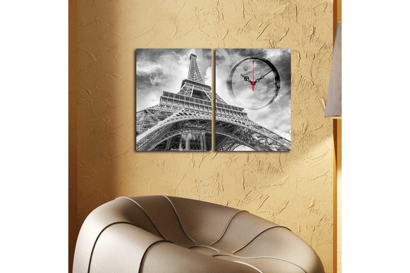 Dekorativ Canvasbilde med Klokke 2 Deler - Flerfarget - Innredning - Veggdekorasjon - Veggklokke