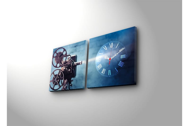 Dekorativ Canvasbilde med Klokke 2 Deler - Flerfarget - Innredning - Veggdekorasjon - Veggklokke