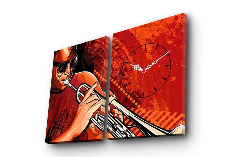 Dekorativ Canvasbilde med Klokke 2 Deler, Flerfarget