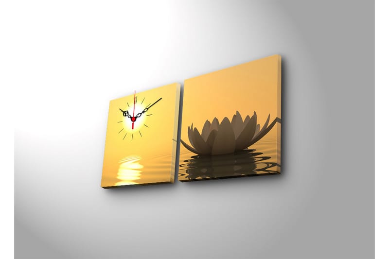 Dekorativ Canvasbilde med Klokke 2 Deler - Flerfarget - Innredning - Veggdekorasjon - Veggklokke