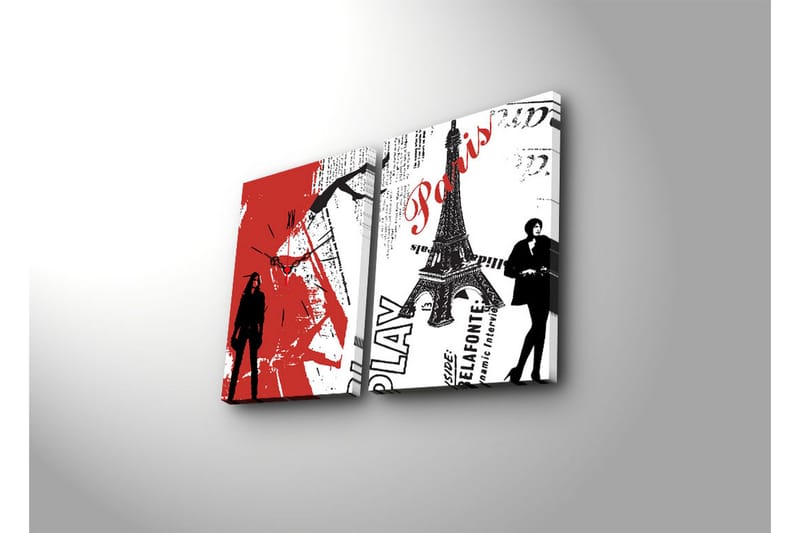 Dekorativ Canvasbilde med Klokke 2 Deler - Flerfarget - Innredning - Veggdekorasjon - Veggklokke