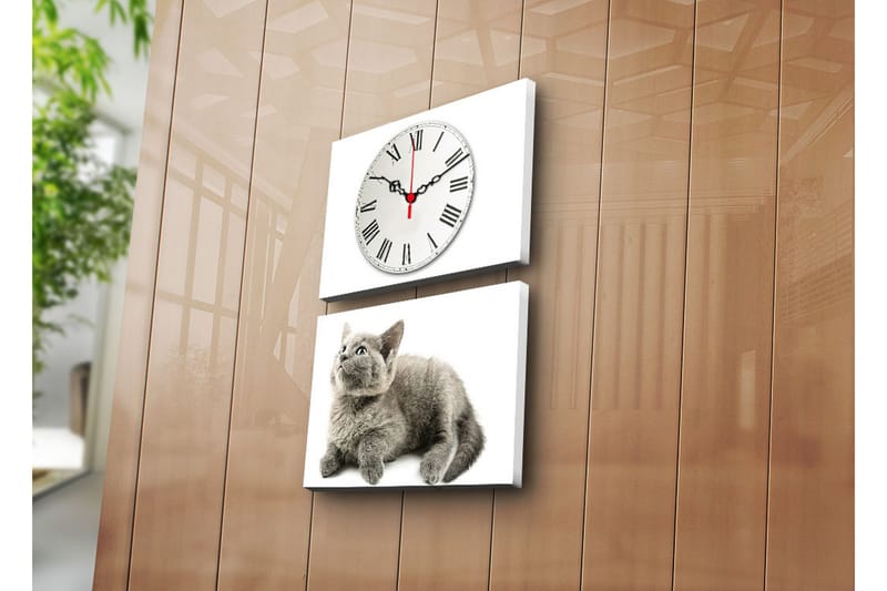 Dekorativ Canvasbilde med Klokke 2 Deler - Flerfarget - Innredning - Veggdekorasjon - Veggklokke