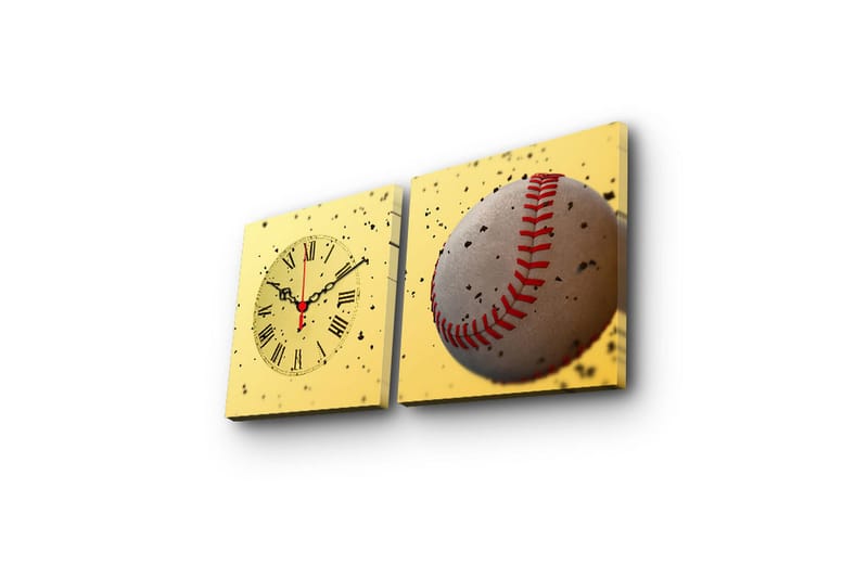 Dekorativ Canvasbilde med Klokke 2 Deler - Flerfarget - Innredning - Veggdekorasjon - Veggklokke