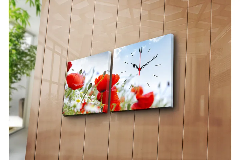 Dekorativ Canvasbilde med Klokke 2 Deler, Flerfarget