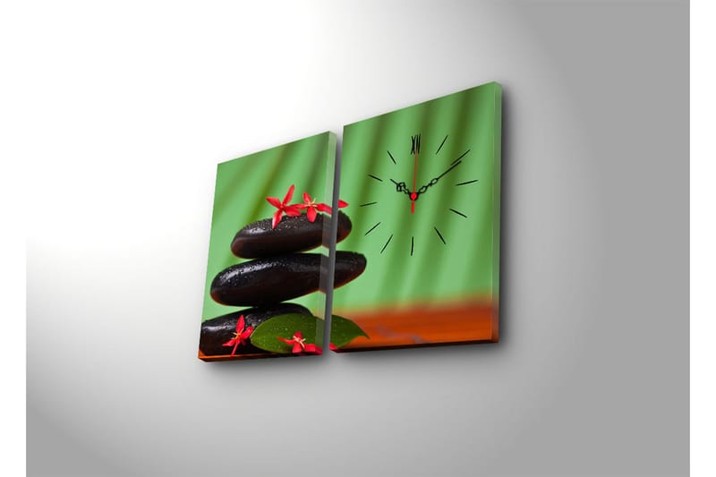 Dekorativ Canvasbilde med Klokke 2 Deler - Flerfarget - Innredning - Veggdekorasjon - Veggklokke