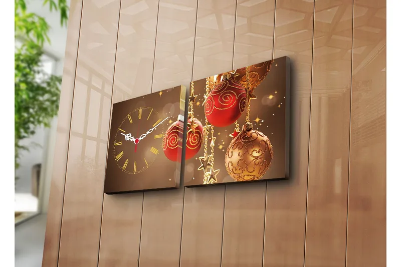 Dekorativ Canvasbilde med Klokke 2 Deler, Flerfarget