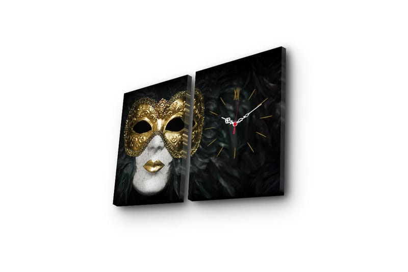 Dekorativ Canvasbilde med Klokke 2 Deler - Flerfarget - Innredning - Veggdekorasjon - Veggklokke