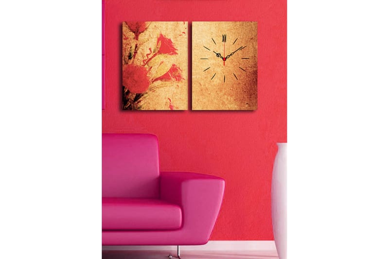 Dekorativ Canvasbilde med Klokke 2 Deler - Flerfarget - Innredning - Veggdekorasjon - Veggklokke