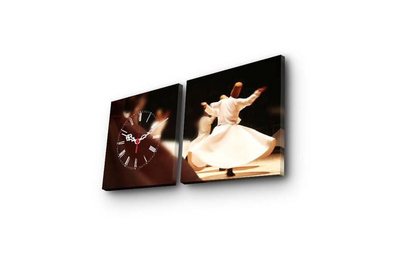 Dekorativ Canvasbilde med Klokke 2 Deler - Flerfarget - Innredning - Veggdekorasjon - Veggklokke